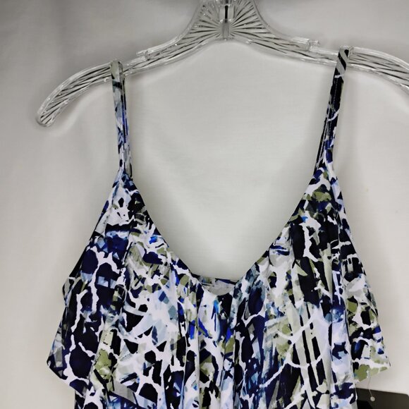 Magicsuit Miraclesuit Tankini Top Tiers Ruffles Flattering Blue Black Print 10 - Picture 4 of 14